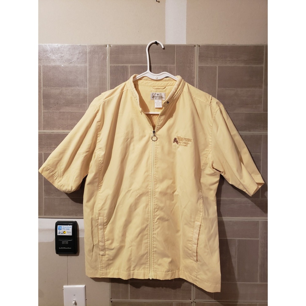 Whispering Pines Golf Course Womens Short Mid Sleeve Jacket Yellow Sz M Antigua